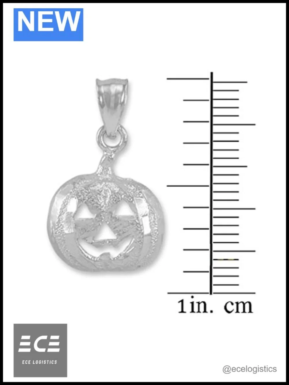 925 Sterling Silver Jack O'Lantern Charm Halloween Pumpkin Pendant Necklace